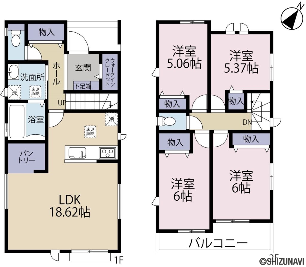 ハートフルタウン函南町塚本94番　B棟の4LDKの間取り図