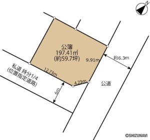 富士市宮下　中古住宅　土地形状図