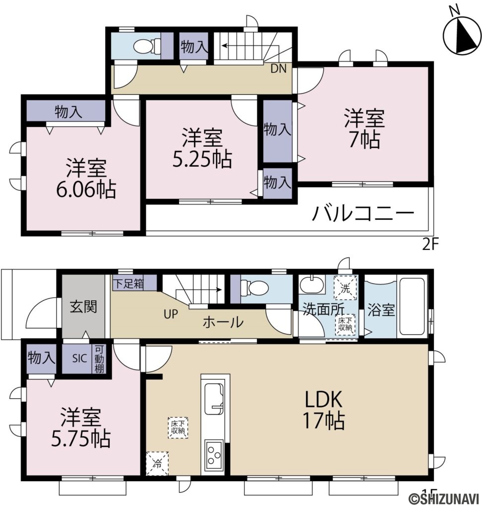 ハートフルタウン沼津大岡Ⅴ　B棟の4LDKの間取り図