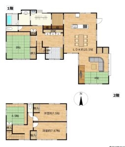 【リフォーム予定／間取り図】LDK拡張、水システムキッチン交換、ユニットバス交換、トイレ交換、洗面化粧台交換を行う予定です。