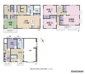 入山瀬店舗併用3階建　間取図