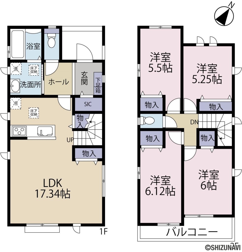 ハートフルタウン函南町塚本94番　A棟の4LDKの間取り図