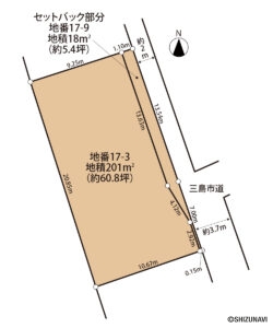 三島市安久　売り土地　土地形状図