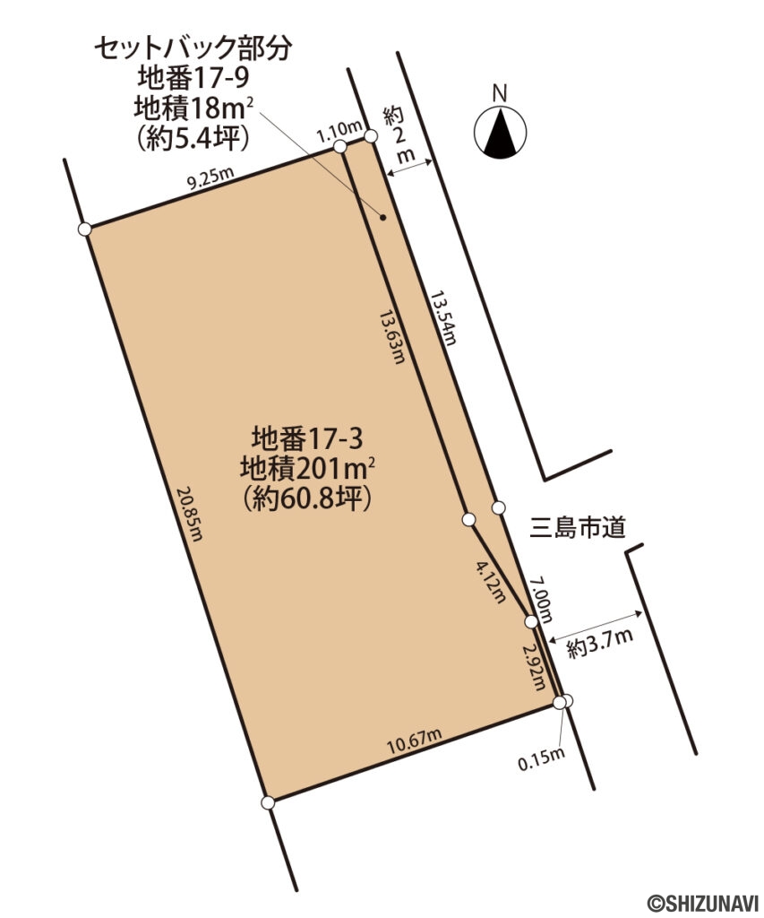 三島市安久　売り土地　土地形状図
