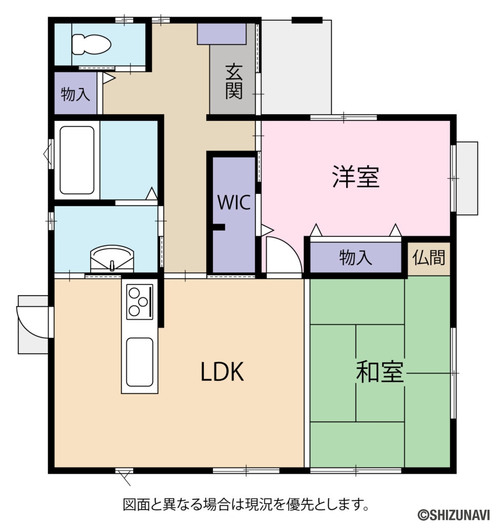 焼津市石津 間取り図の中古住宅2LDK