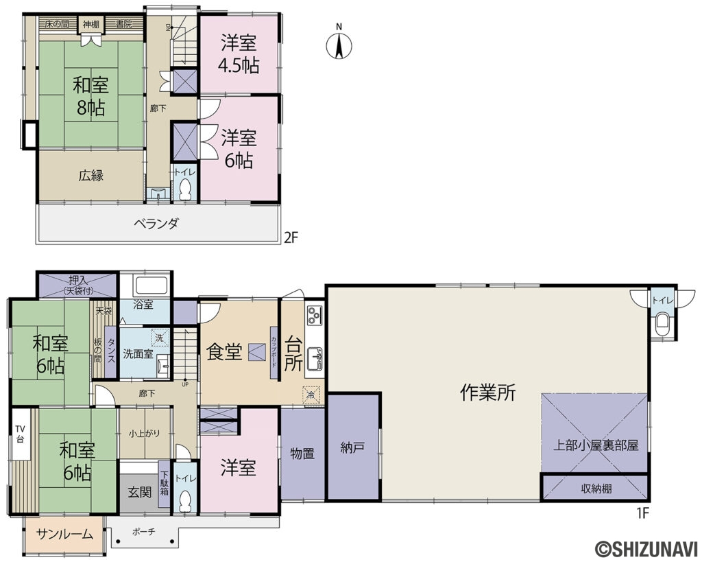 焼津市惣右衛門ガレージ付中古住宅の6SDKの間取り図
