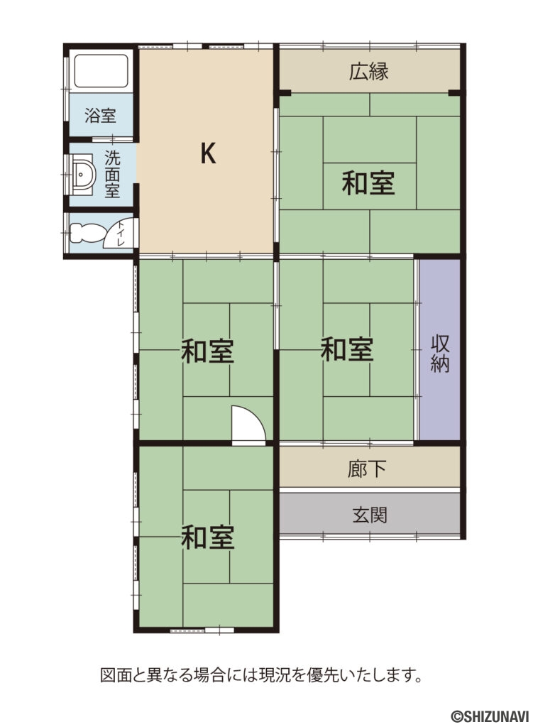 島田市祇園町　中古住宅の4DKの間取り図