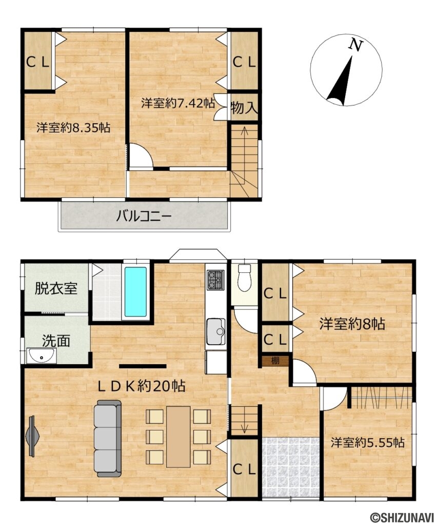 カチタス　北新田　間取り図の中古住宅4LDK