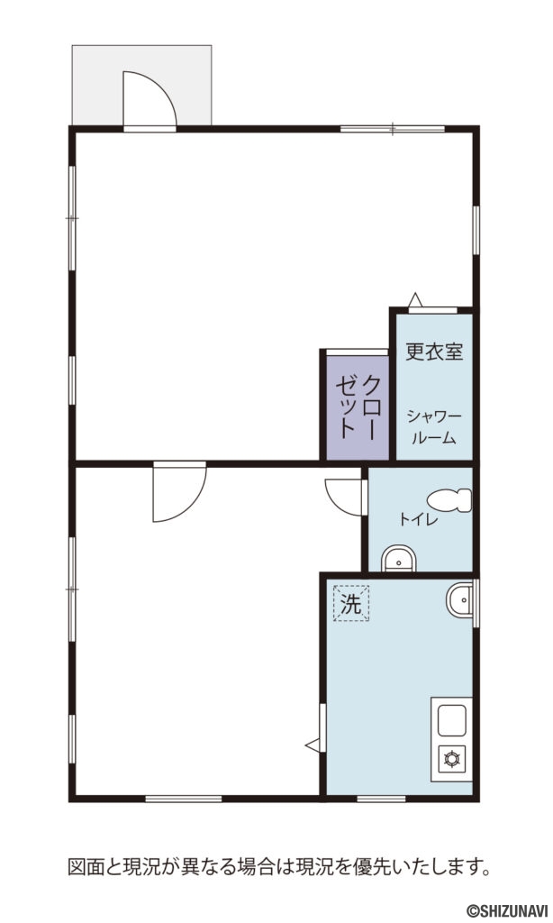 天竜区横川　2013年築中古住宅の2Kの間取り図