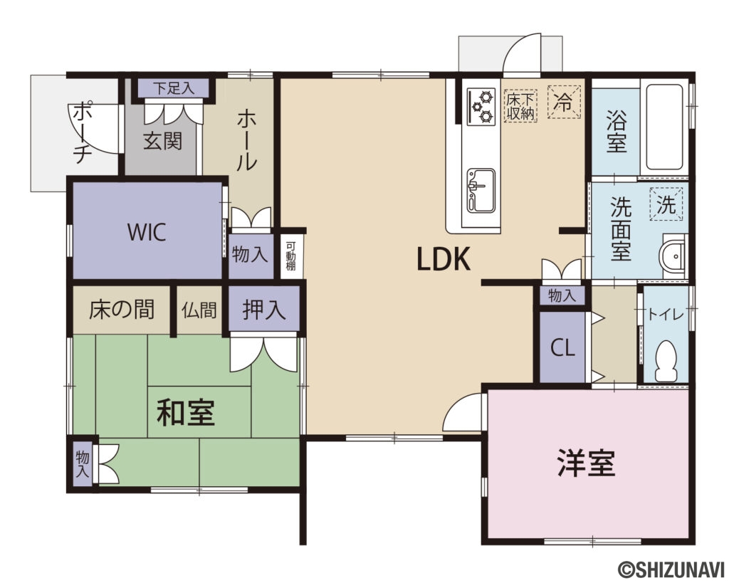 静岡市駿河区小鹿三丁目　平家オール電化住宅の2SLDKの間取り図