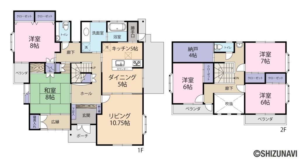 浜松市浜名区貴布祢　5LDK　中古住宅の5LDK＋Sの間取り図