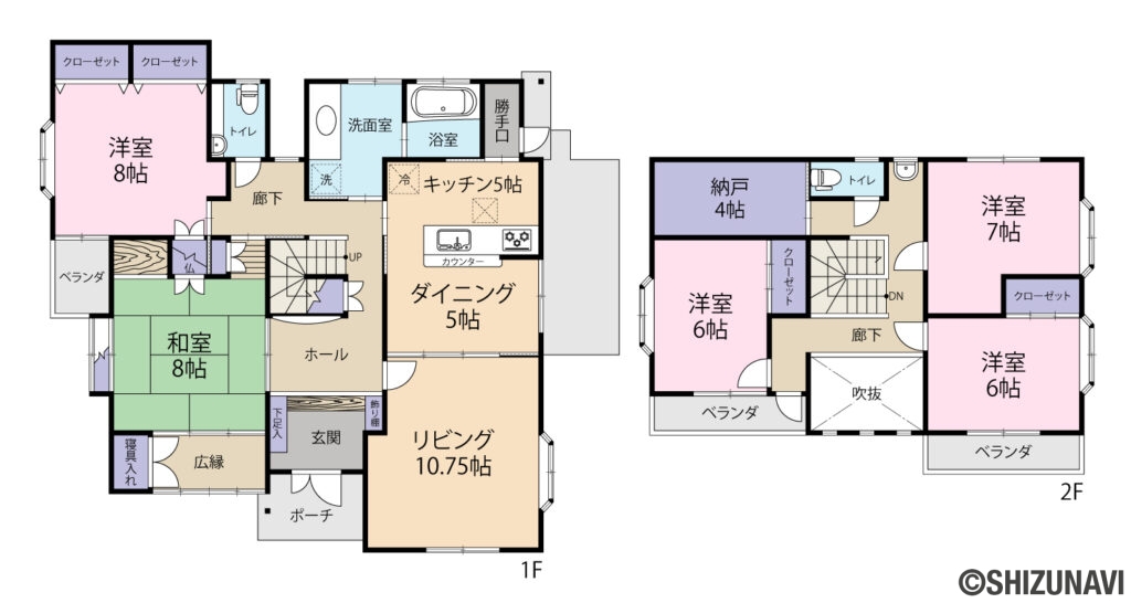 浜松市浜名区貴布祢　5LDK　中古住宅の5LDK＋Sの間取り図