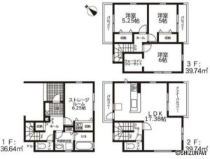 【2026.2完成予定】静岡市駿河区中田本町3期　新築一戸建て　3SLDKの物件画像