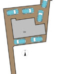 【区画図】敷地間口は南北に2か所あり、それぞれ駐車スペースがございます。