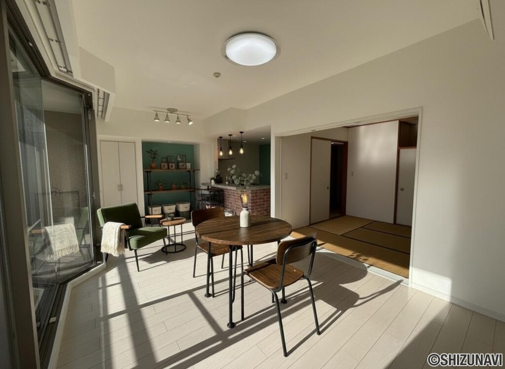 リビング・ダイニングに家具を配置したイメージ図です。