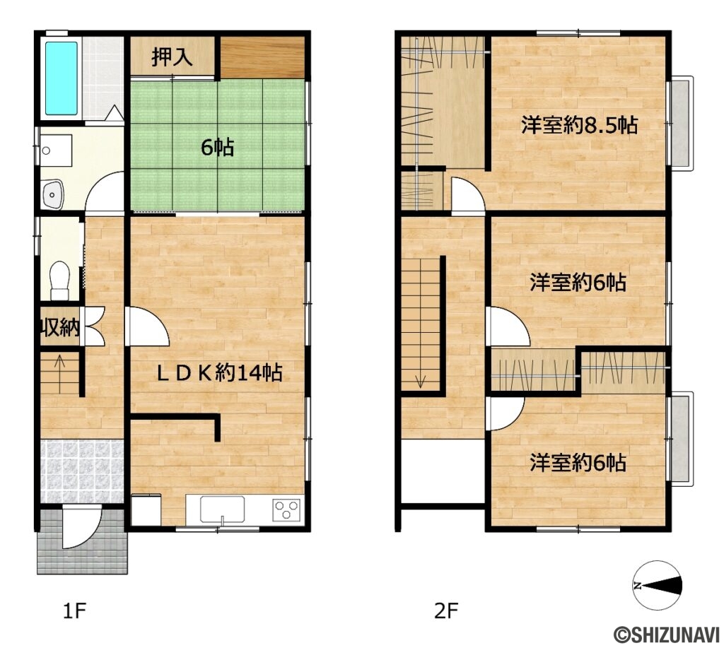 カチタス　焼津市三和　間取り図の中古住宅4SLDK