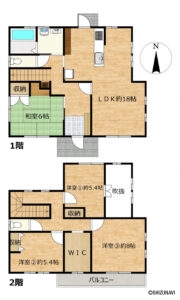 【間取り図】4SLDKの間取りです。2階にはウォークインクローゼットがあります。