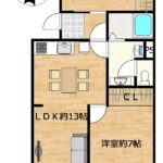 【間取図】床はフロアタイルで仕上げ、壁・天井はクロスの張替えを行います。LDKの拡張と和室の洋室への変更を行う予定です。キッチン、洗面台を交換予定です。
