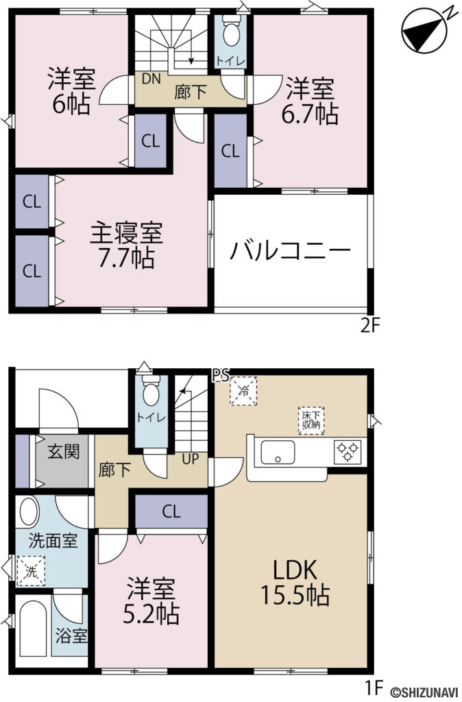 富士市今泉第29　2号棟間取りの新築一戸建て4LDK