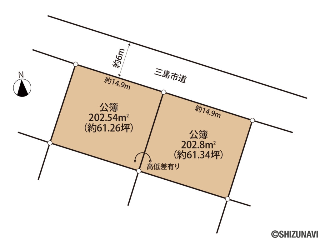 三島市三恵台　中古住宅　土地形状図