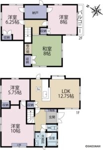 間取図　駿河区下川原2丁目　戸建て　中古住宅