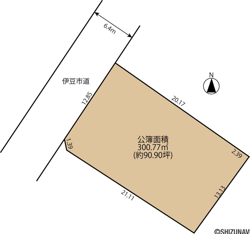 伊豆市本立野　中古住宅　土地形状図