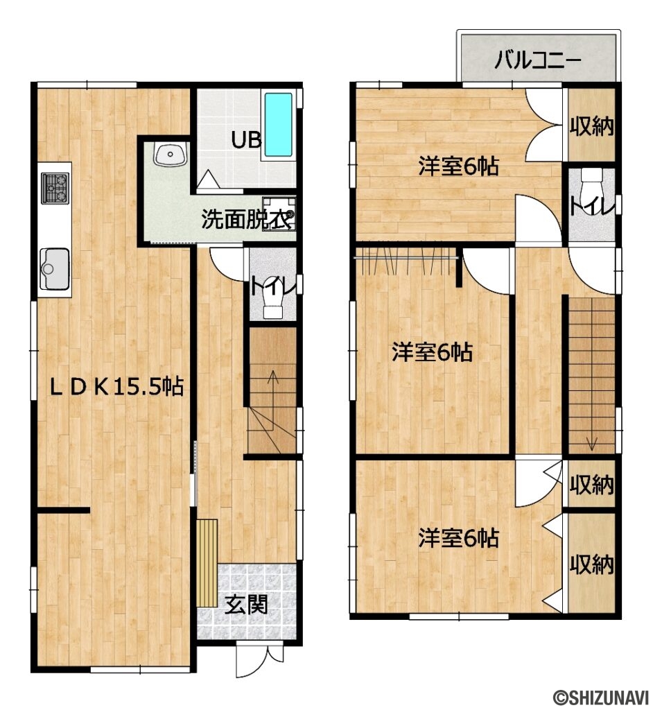 カチタス　焼津市本町　間取り図の中古住宅3LDK