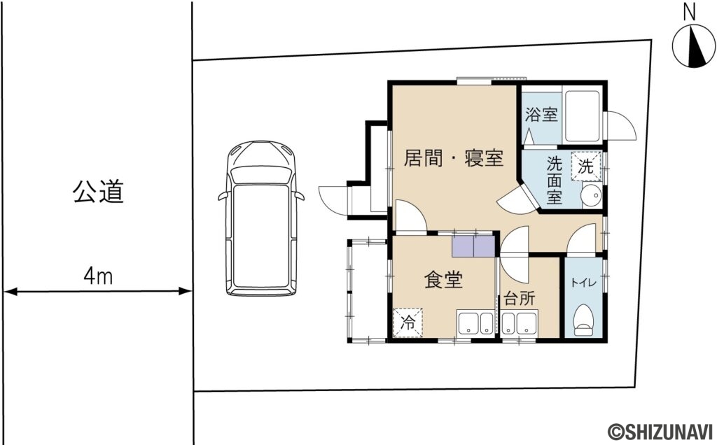 静岡市　葵区東1-1-28　間取り図の中古住宅1K