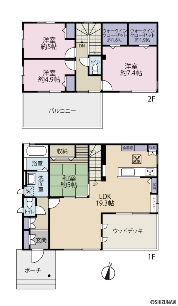 ウッドデッキやバルコニーに奥行きがあり有効活用できます
