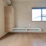 リビング　収納とテレビ台が造り付けられています。