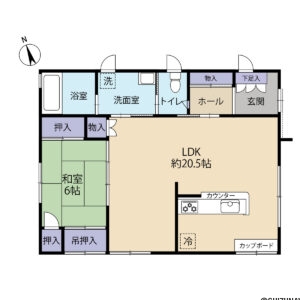 ゆとりのLDK約20.5帖は寛ぎ空間です。