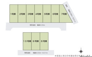 全体区画図　7号棟が対象地です。