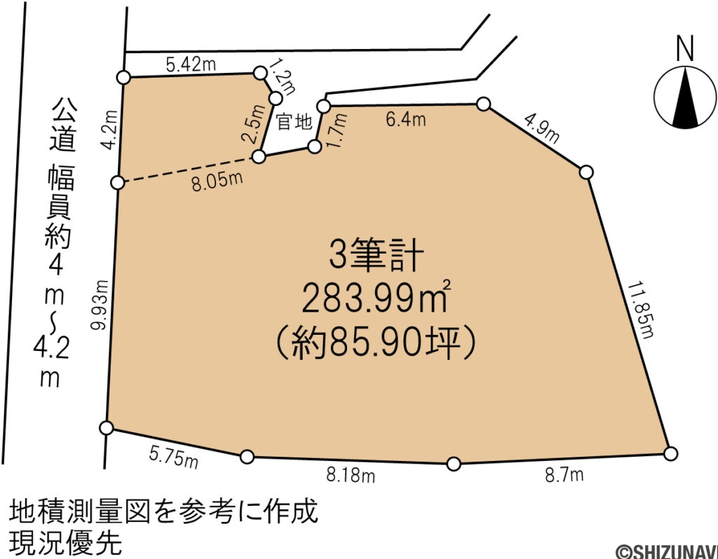 富士市神谷土地　形状図