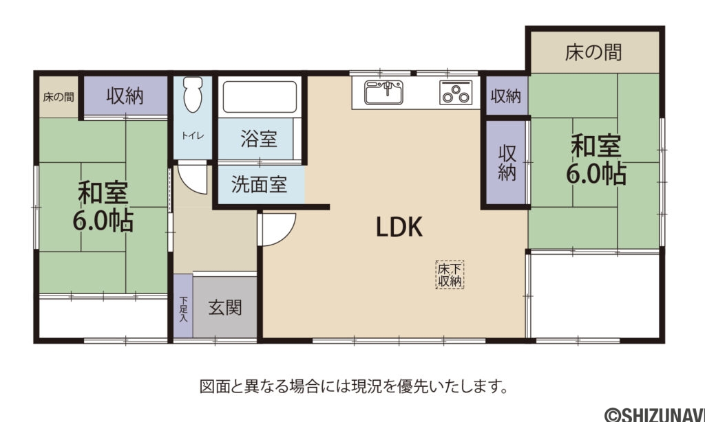 焼津市三ケ名　間取り図の中古住宅2LDK