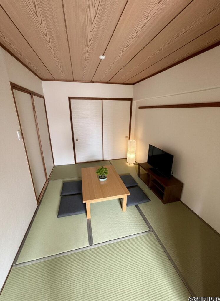 和室のお部屋にAIで家具を配置した画像です。