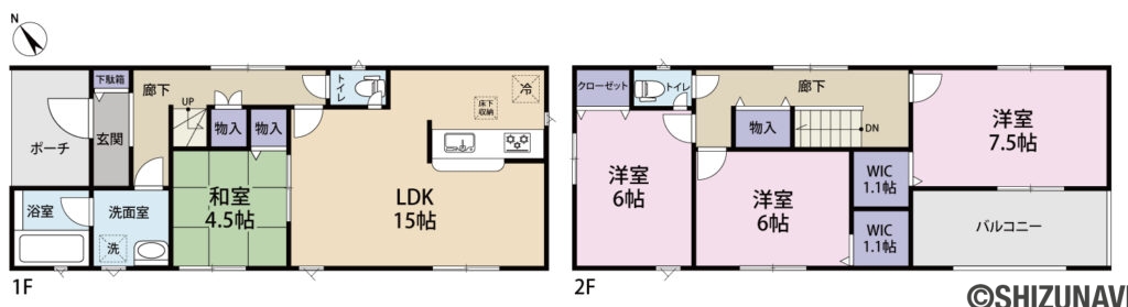 1号棟 完成時の間取り図です。