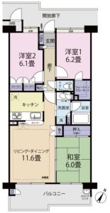 シャリエ三島松が丘　406号室　3LDKの物件画像