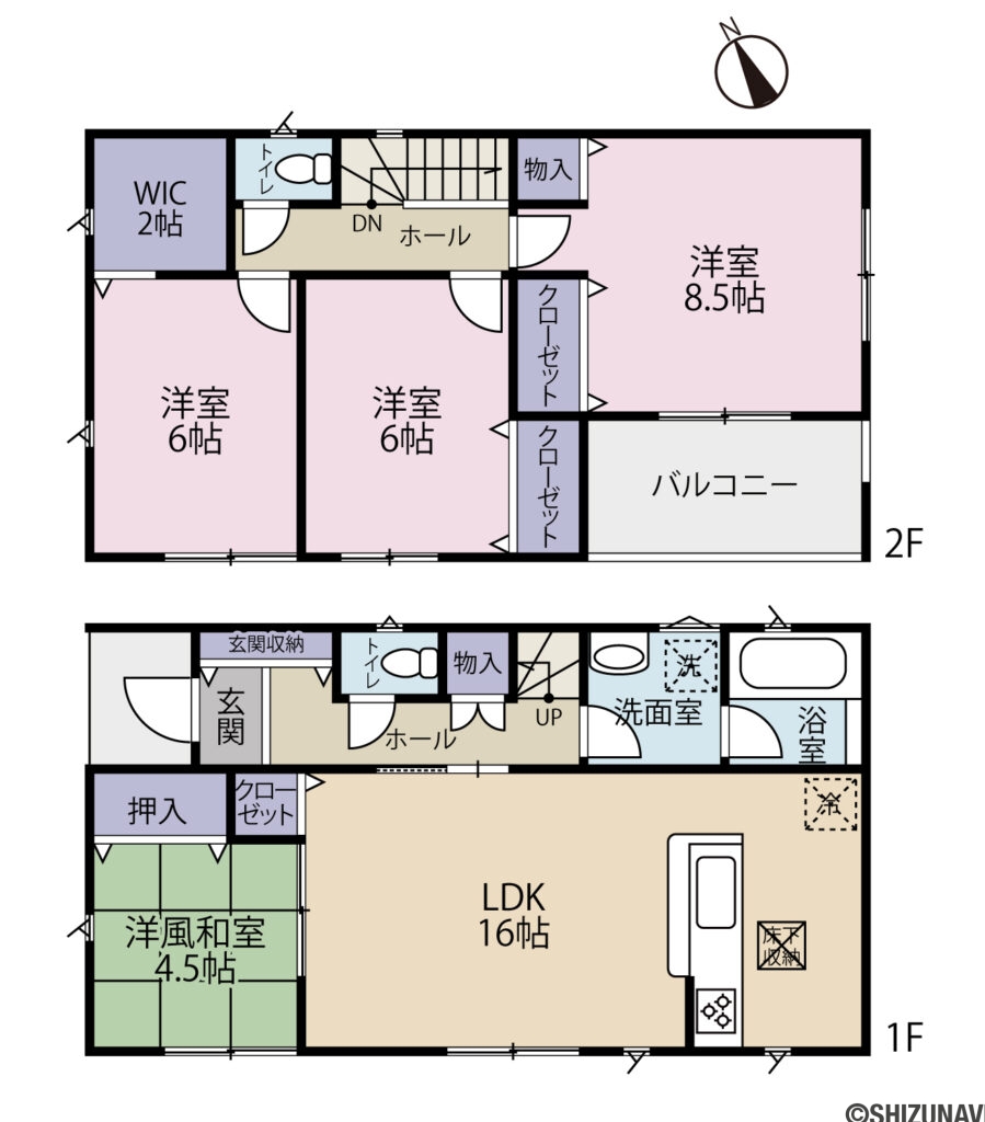 富士宮市大岩第17　2号棟間取りの新築一戸建て4LDK