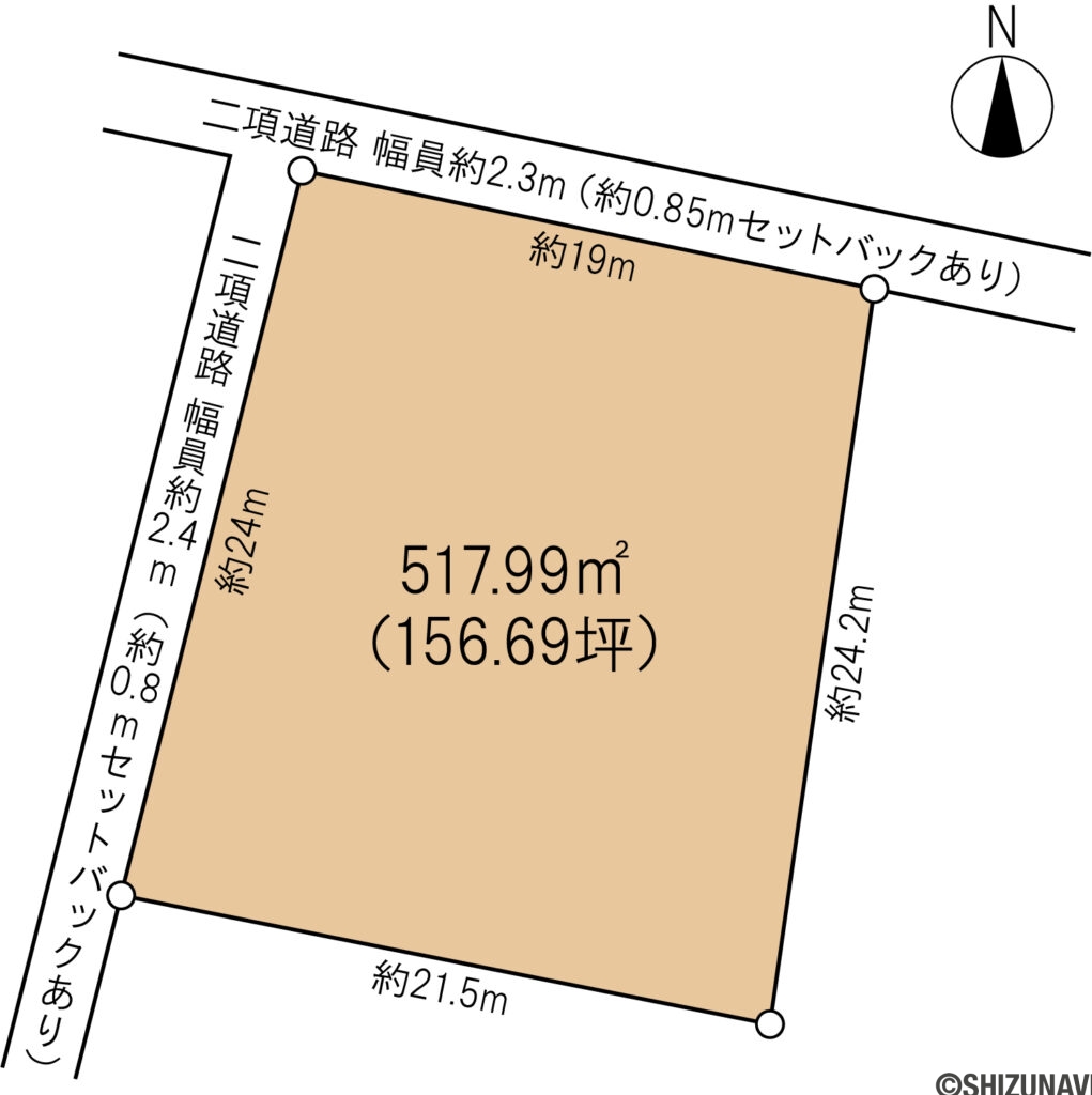 浜松市中央区村櫛町　売土地　約150坪超え　建築条件なし　の画像