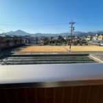 バルコニーから見た西側の風景建物がなく田園風景が広がっています！