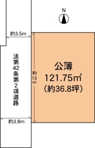 富士宮市東町　中古住宅　土地形状図