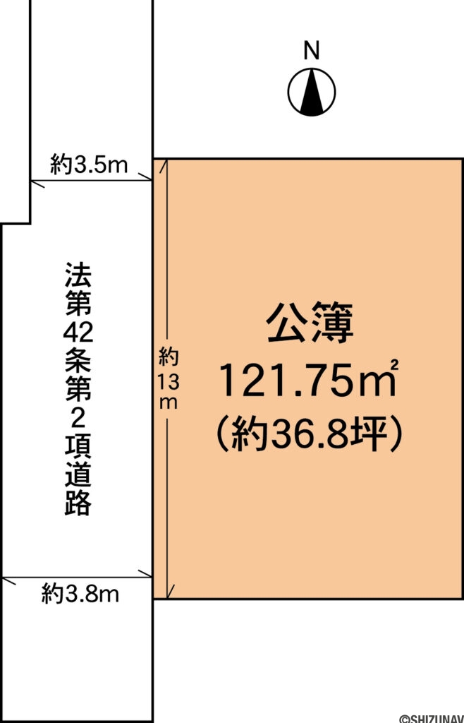 富士宮市東町　中古住宅　土地形状図