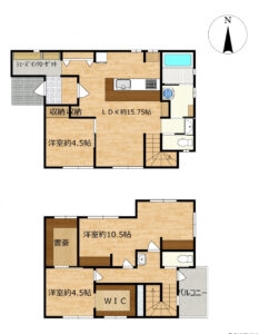 【間取り図】2階の洋室を区分けすれば最大で４SSLDKの間取りになります。皆様のライフスタイルに合わせた変更が出来るのも魅力的な間取りです。