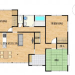 【リフォーム予定／間取り図】約20帖のLDKになるようキッチンを移設します。個室もすべて8帖以上の大きさがあるので、ゆとりのある３LDKに生まれ変わります。
