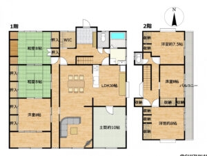 【リフォーム後/間取り図（予定）】約30帖のLDK、一階に居室もあるため、階段を利用しない方にもおすすめです。