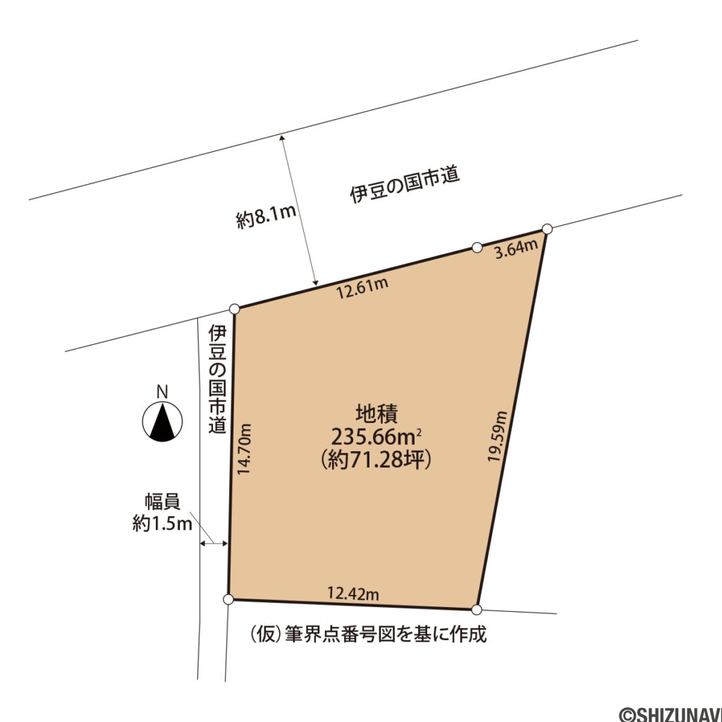 伊豆の国市長岡　売り土地　土地形状図