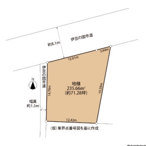 伊豆の国市長岡　売り土地　土地形状図