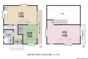 吹き抜けが開放的で気持ちの良い２LDKの間取り。