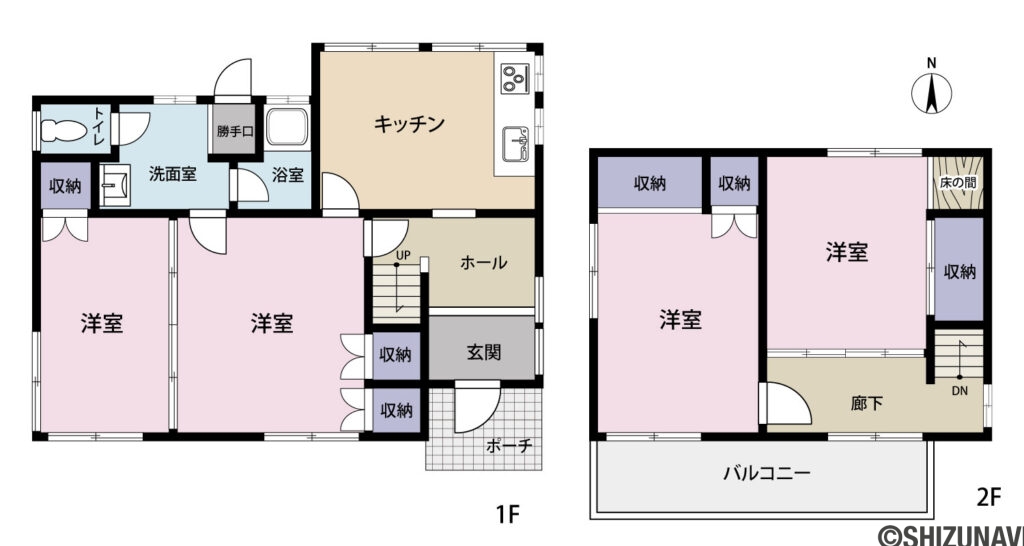 富士市厚原　中古戸建の中古住宅4K（洋室・洋室・洋室・洋室・キッチン）