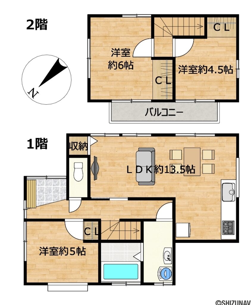 【リフォーム後間取図（予定）】和室を洋室へ変更し、3LDKの住宅になります。耐震補強工事、水回り設備の交換、外壁塗装、フローリング上張り、クロスの張替え、建具交換、照明交換、玄関交換を行う予定です。南東が駐車場となっているため、日当たり風通しの良い住宅です。